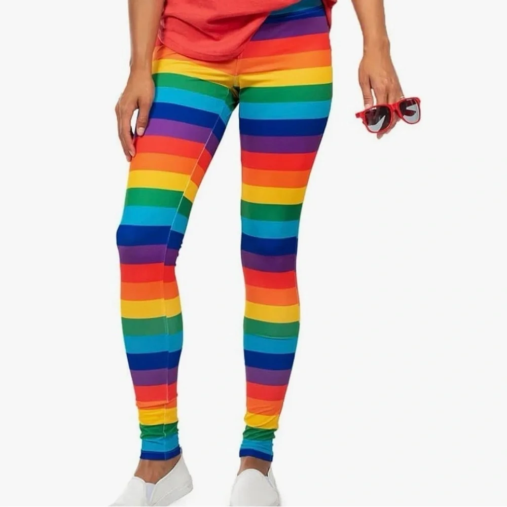 Tipsy Elves Full Length Rainbow Striped Leggings - Picture 2 of 8